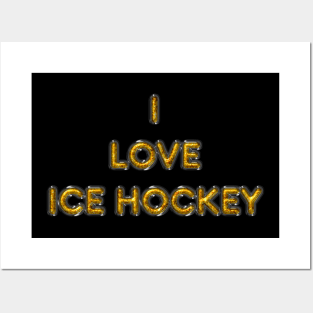 I Love Ice Hockey - Yellow Posters and Art